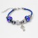 Bracelet Assorted "Margeri" beads with a key, white-blue color in silver, l = 19 cm