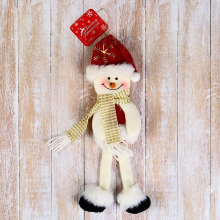 Soft suspension "A snowman in a suit with a pattern, long legs" 8x26 cm, red-1