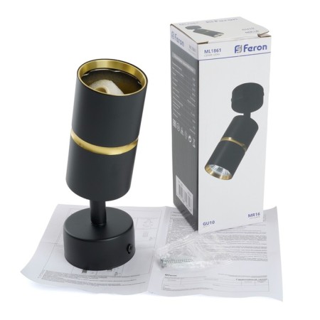 The lamp wall-flowing Feron ML1861, IP20, GU10, 35 W, 55x55x165 mm, black/gold color-7