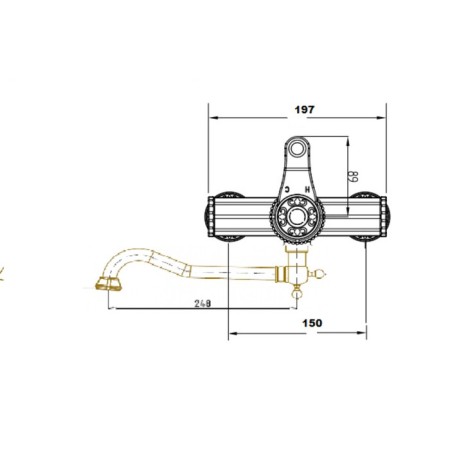 Bronze de Luxe 10111 shell mixer, wall, one -rod, brass-1