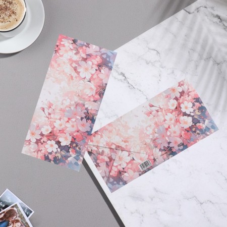 Money envelope "Universal" pink flowers, 8x16.3 cm-1