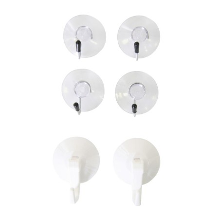 Hooks on Sasosk Axentia, 4 pcs, chrome steel, transparent suction cup Ø 4.5 cm-1