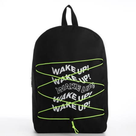 School textile backpack with lake up lacing, 38x29x11 cm, black-4