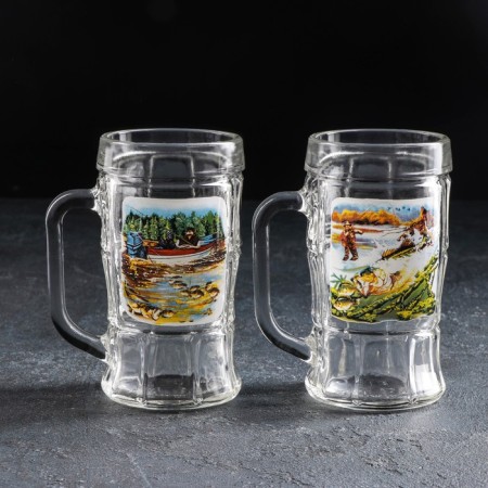 A set of beers for beer "Okhota-fish", 330 ml, 2 pcs, drawing mix-3