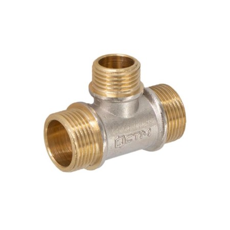 STM tee, 3/4 "x1/2" x3/4 ", outer thread, nickel -plated brass