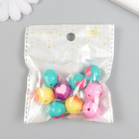 Beads Plastic "Ball with heart" Gloss Mix d = 1.6 cm set 20 g-3