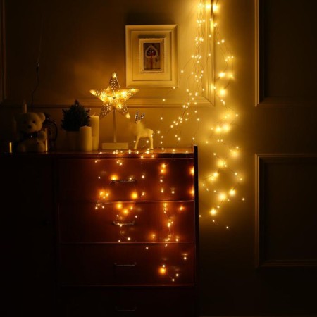 Girlynda "Horse tail" 10 threads of 2 m, IP20, copper thread, 200 LED, glow warm white, 12 V-2