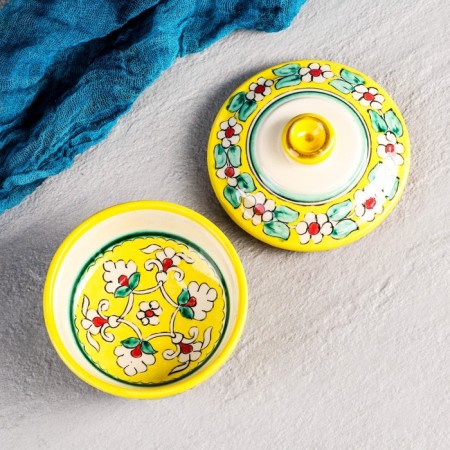 Sugar of Rishtan ceramics "Flowers", 250 ml, yellow-2