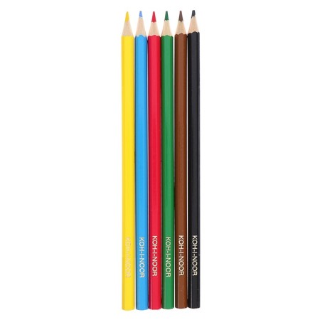 Pencils 6 colors Koh-I-Noor 3551, "birds", cardboard packaging, euro handle-1