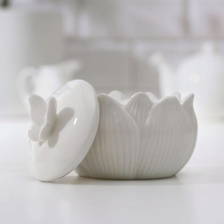 Ceramic "flower" sugar tower, white color-2