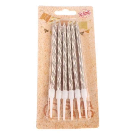 Candles in a cake twisted with a stand, 6 pcs, 11 cm, champagne-2
