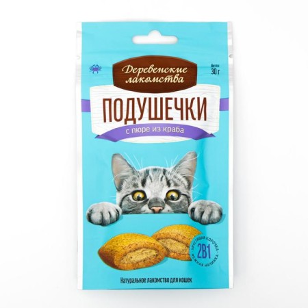 Pillows with mashed potatoes "District goodies" for cats, crab, 30 g-1