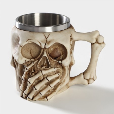 Mug "skull", 400 ml, beige color