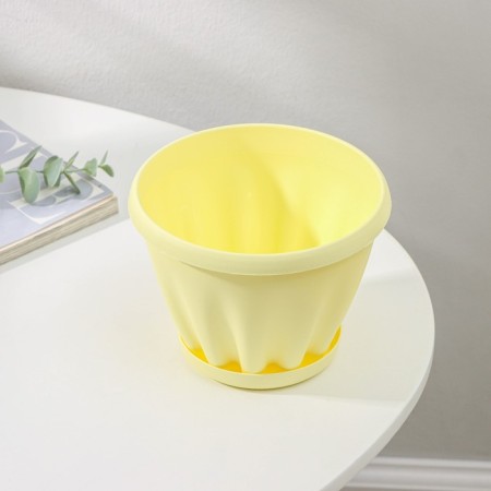 Pot for flowers with the Podon "Noble", 1 l, d = 14 cm, yellow color-2
