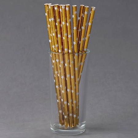 Stars of cocktail tubes, set 12 pcs., Color gold-2