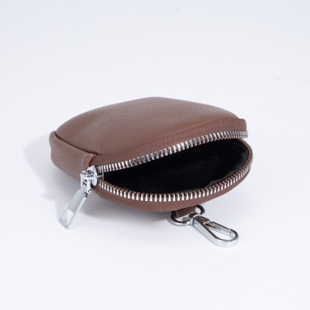 Baget bag with zipper, long belt, brown color-9