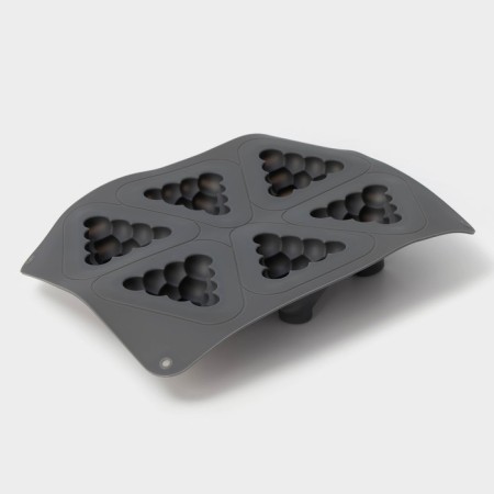 Form for baking and mousse desserts Konfinetta "Rafael", silicone, 28.5 × 21.5 × 5 cm, 6 cells (7 × 4.9 cm), color gray.-3
