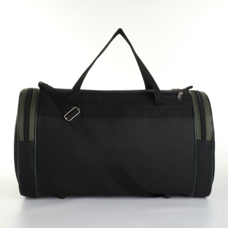 Road bag with zipper, long belt, 3 outer pockets, black color/hack-1