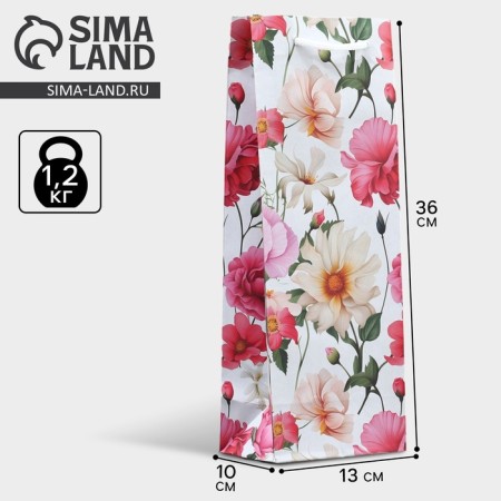 Gift package for a bottle, packaging, "flowers", 36 x 13 x 10 cm
