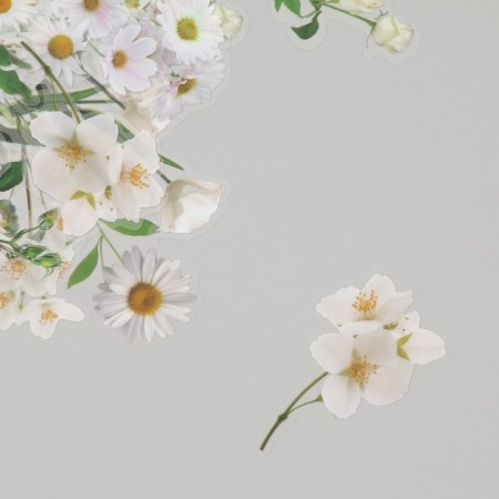 Plastic stickers "Flight flowers. White" set 40 pcs 15x8 cm-2