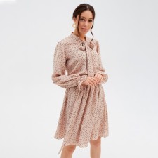 Women's dress with a bow Mist R.48, beige