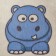 Bath hat for children "Hippo" with print, white