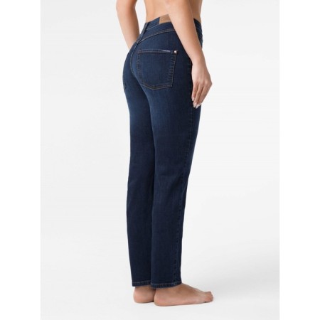 Women's jeans with a high landing CONTE Elegant Straight, size M, color Washed Indigo-1