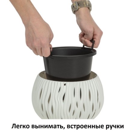 Sandy Bowl Kashpo, 2 subjects: inner and outer capacitance, 3.9 l, white color-2
