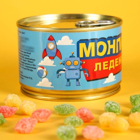 Monpensier "Children", Caramel Lollice in a tin bank, 140 g-2