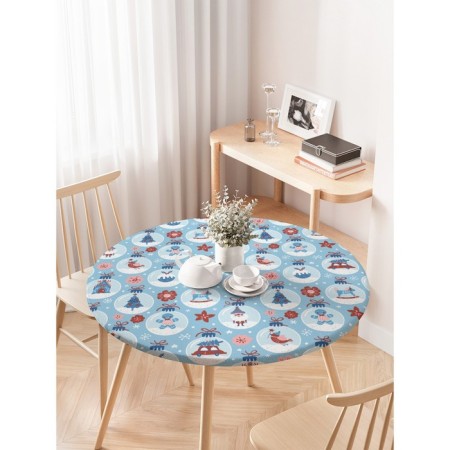 The tablecloth “New Year's balls”, round, oxford, elastic band, size 140x140 cm, diameter 105-120 cm-2