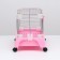 A cage for rodents with wheels and a retractable pallet, 49 x 33 x 37 cm, pink