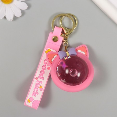 Trick rubber with carbine, strap "Moon Cat" Water with sparkles 6.5x6x4 cm-1