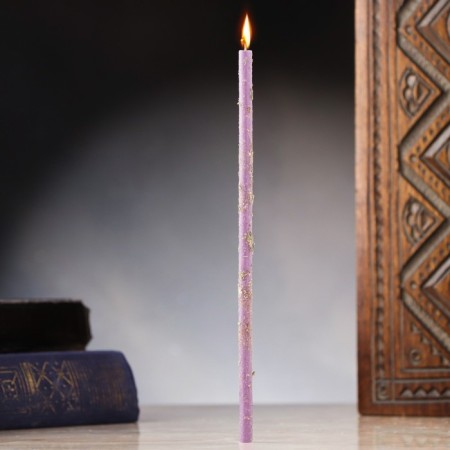 Magic wax candle "From fear and stress", with lavender, 16x0.6 cm, purple