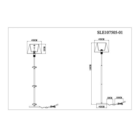 Floor lamp EVOLUCE. Sle107505-01. Manila. 1x60 W, E27, 30x30x150 cm, golden color-6