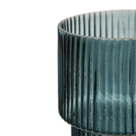 Decorative vase of embossed glass, 95 × 95 × 200 mm, blue color-5
