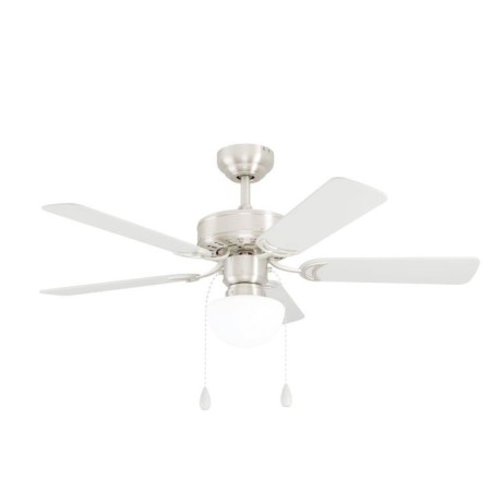 Ceiling fan with CADIZ lamp, 1x40W, E27, steel, nickel, glass, white