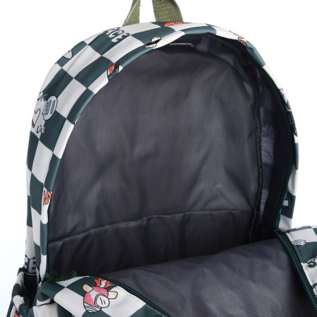 School backpack from textiles on a zipper, 3 pockets, green color-5
