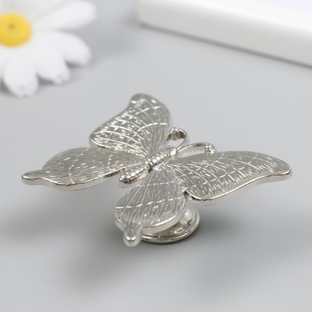 Handle for the casket metal "Butterfly" silver 5.2x6.3 cm-1