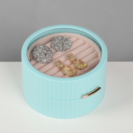 Stand for the Ring "Portable Casket", Circle, 7 stripes, 9 × 9 × 5.5 cm, blue color-6