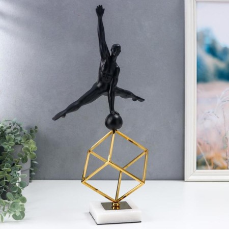 Souvenir Polystone, Metal "Athlet with weight" black with gold 50x14x27.5 cm-1