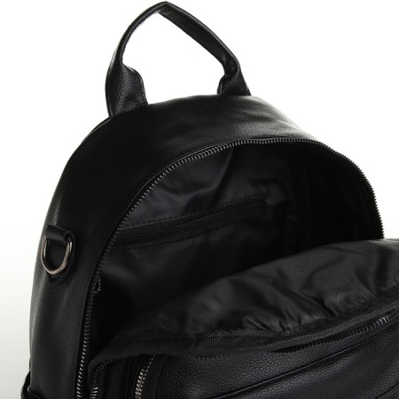 City backpack on lightning, from artificial leather, black color-6
