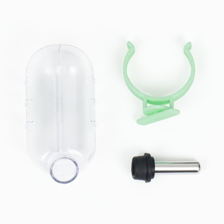 Drill for rodents with a metal nose, 60 ml, transparent with green clinking-7