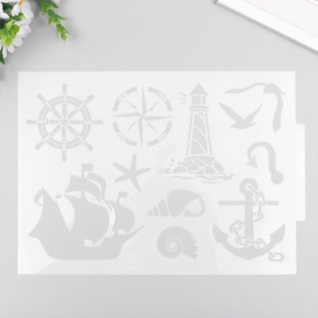 Stencil plastic "Sea theme" 21x29.7 cm-2