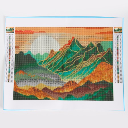 Diamond mosaic with a full filling on the canvas "Mountains", 30 x 40 cm-2