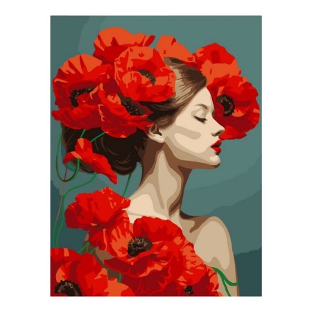 Picture on the numbers "beautiful poppies", on cardboard 20 × 28.5 cm