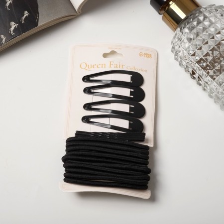 Hair set "Classic Lux" (10 elastic bands, 8 invisible 4.5 cm) black