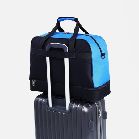 Road bag, 2 parts on lightning, external pocket, suitcase holder, black/blue color-3
