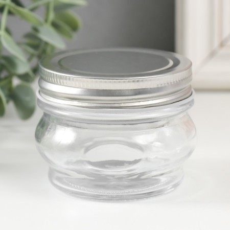 Bank for suppositories glass with a “rounded” lid is a transparent 100 ml 7x7x5.5 cm