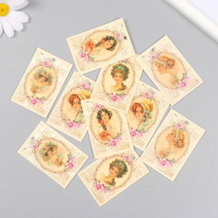 Cardboard "Vintage Girls" set 10 pcs (5 types) 4x6 cm-1