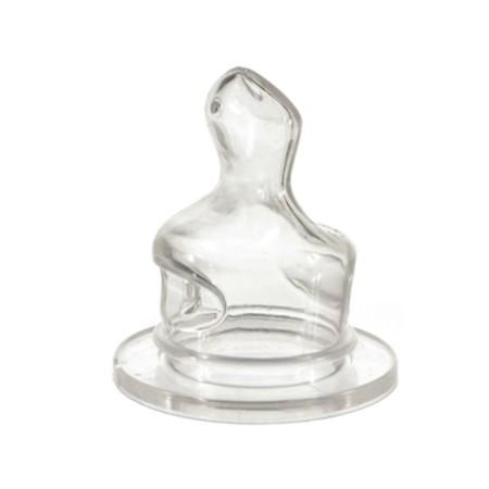 Silicone nipple is anatomical, medium stream, from 0 months.